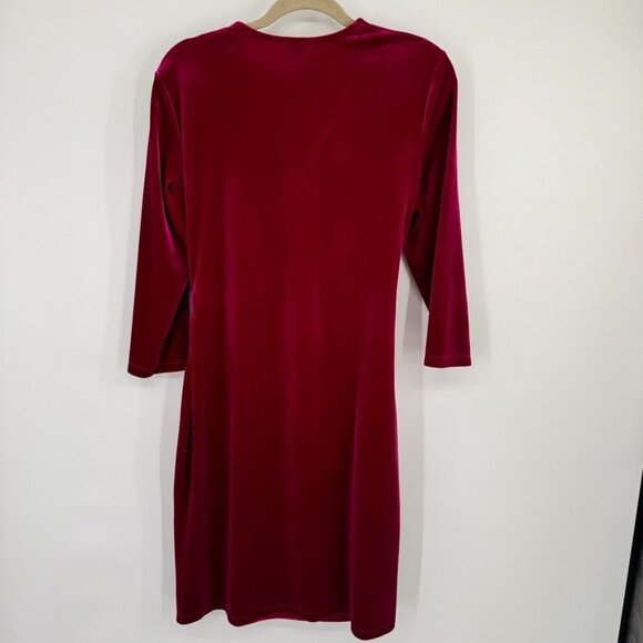 Anne Klein  Classic Wrap Stretch Velvet Dress Rhinestone Chain Buckle raspberry - Picture 11 of 16